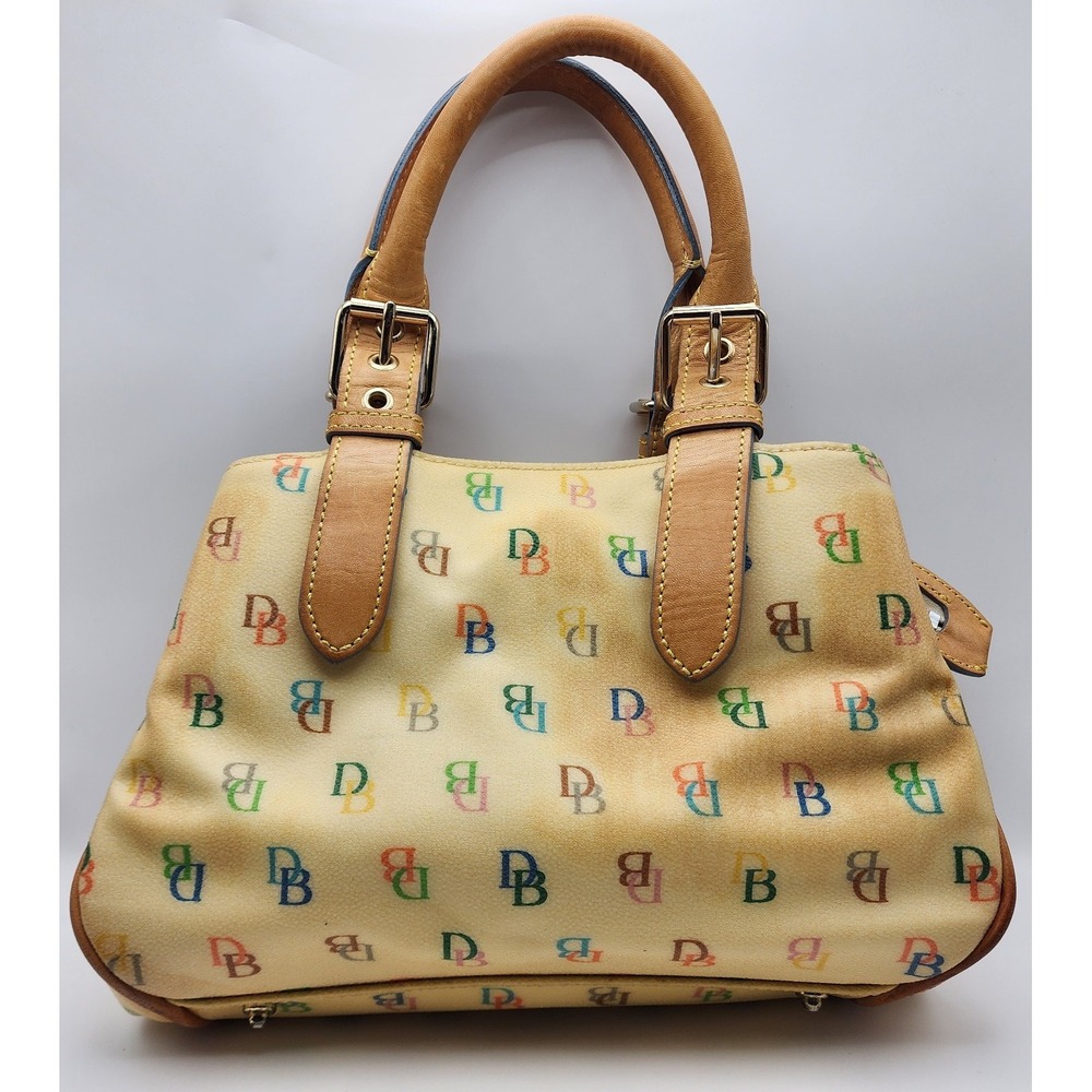 Dooney & Bourke Y2K Vintage IT Bag DB Logo Monogram Satchel Vachetta Leather